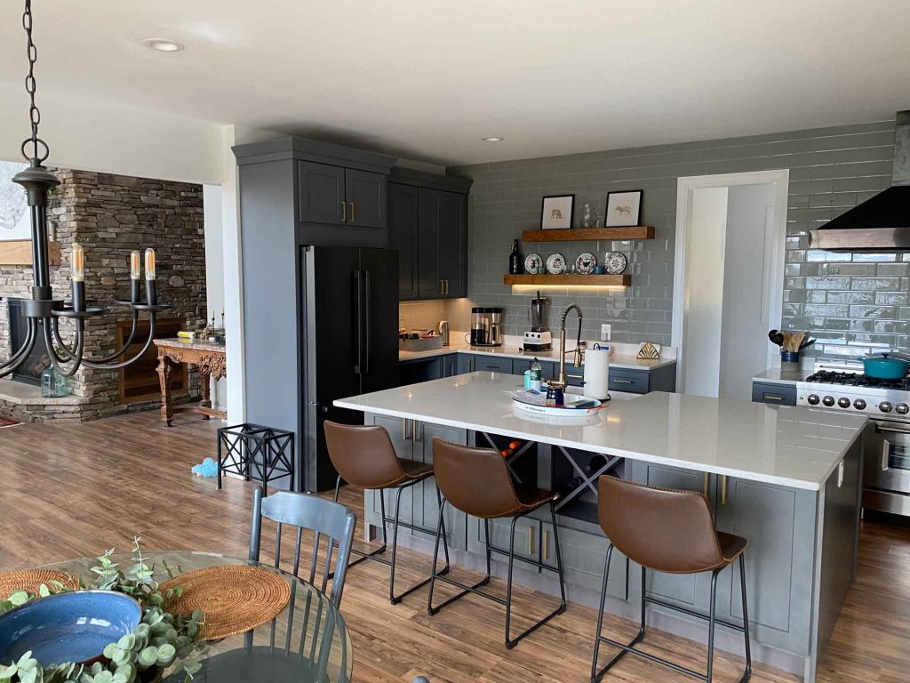 Newly renovated kitchen with quartz countertops