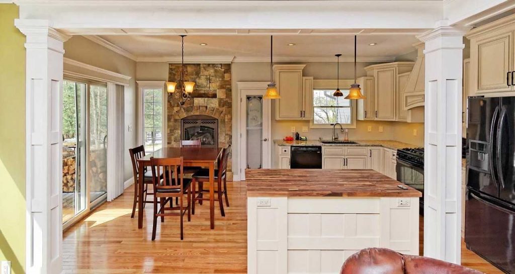 New kitchen with butcher block countertop installed by Home Pro Builders LLC